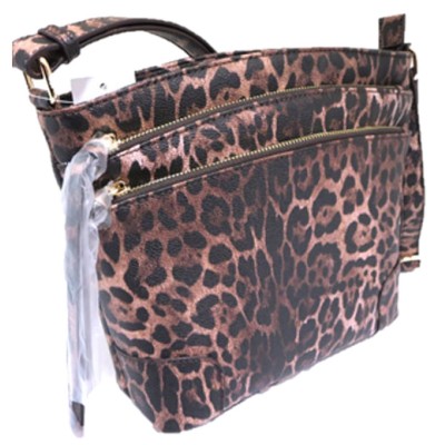 LE059-BROWN LEOPARD VEGAN LEATHER CROSSBODY BAG